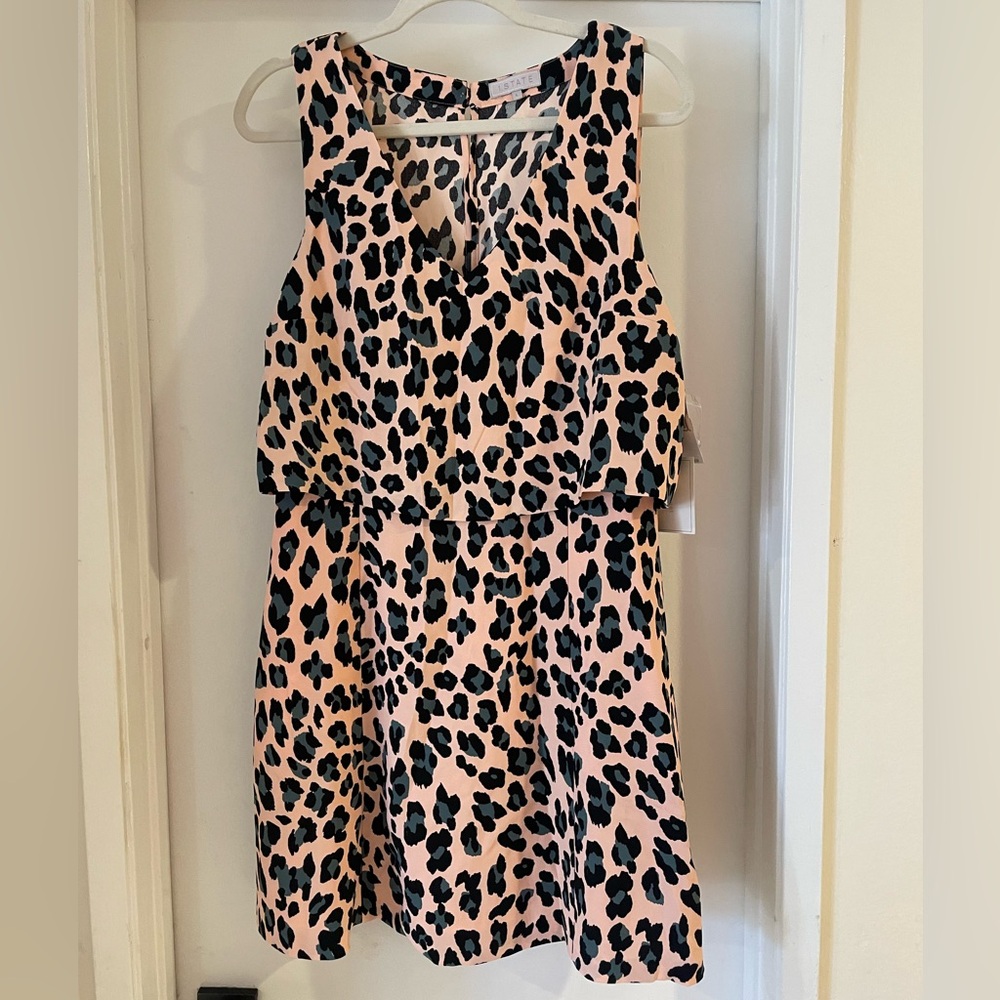1. State Peach Leopard Print Sleeveless Dress